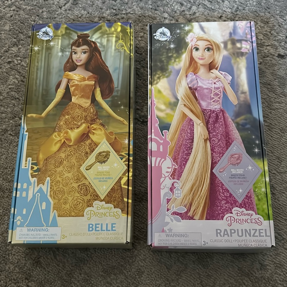 Disney Rapunzel and Belle NIB   I opened to show inside of dolls